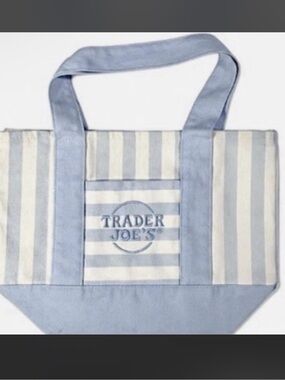 NWT Trader Joe's Blue Stripe Mini Tote Bag